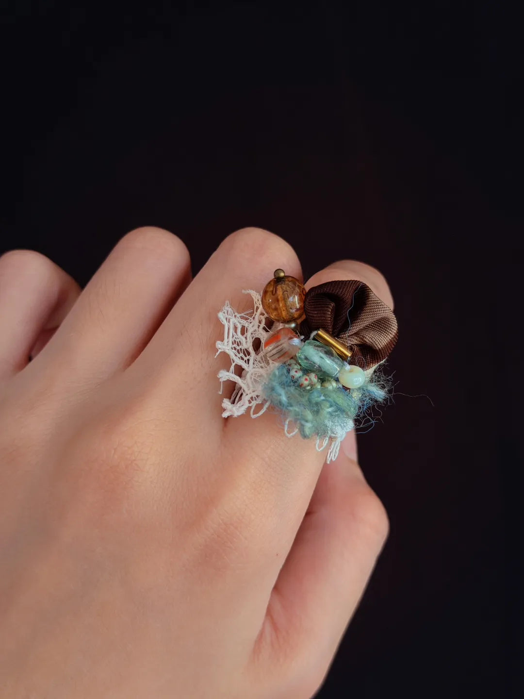 Vintage French Lace Textile Ring No. 4 | GL33FV - Lumivault