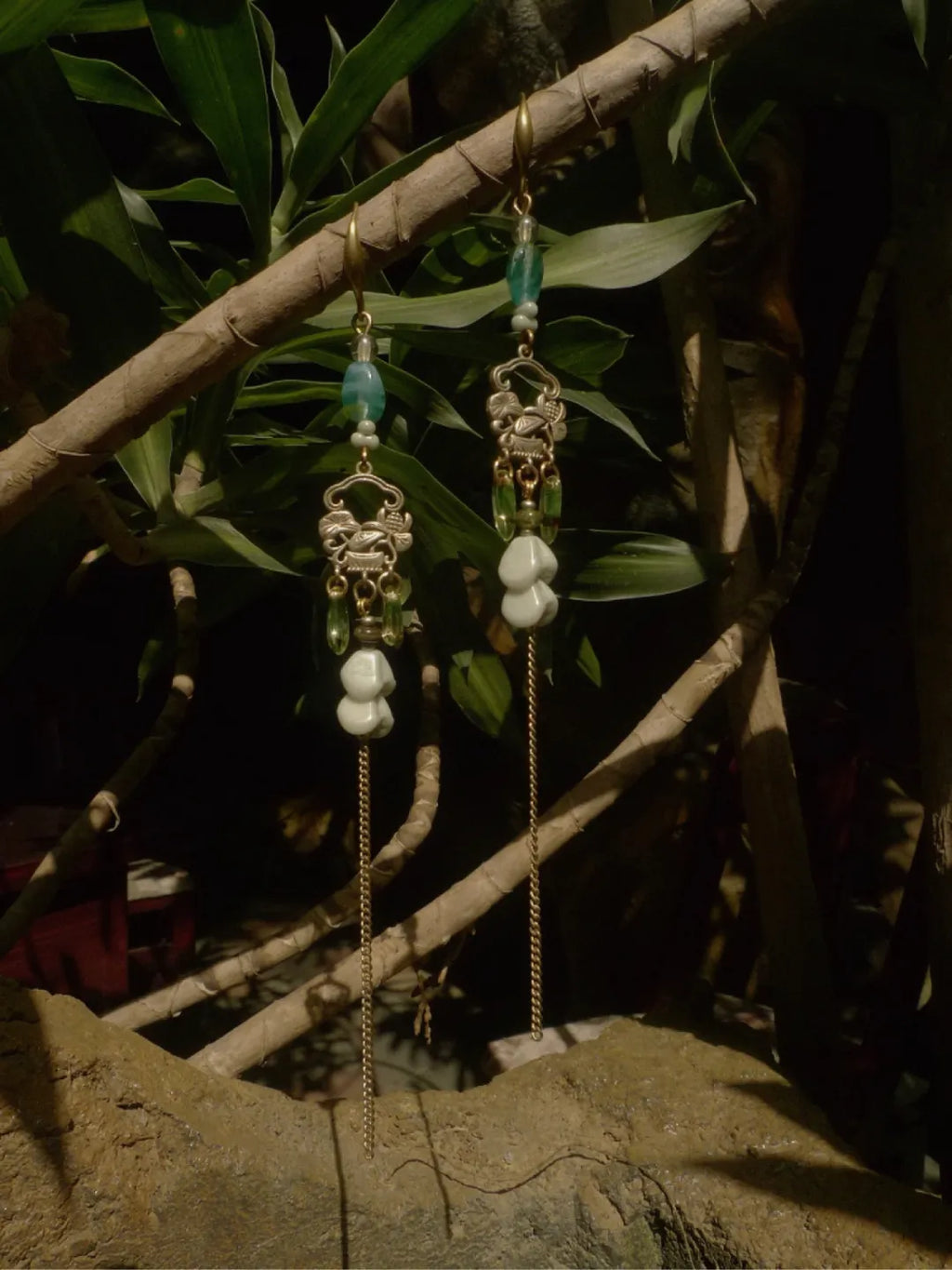 Wind-Lifted Lotus Beaded Ear Cuffs | GL39JE - Lumivault
