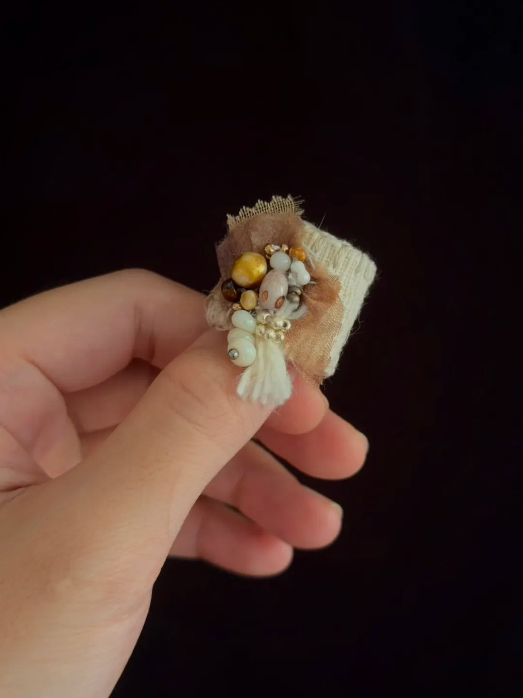 Vintage Embroidered Textile Ring | GL48HQ - Lumivault