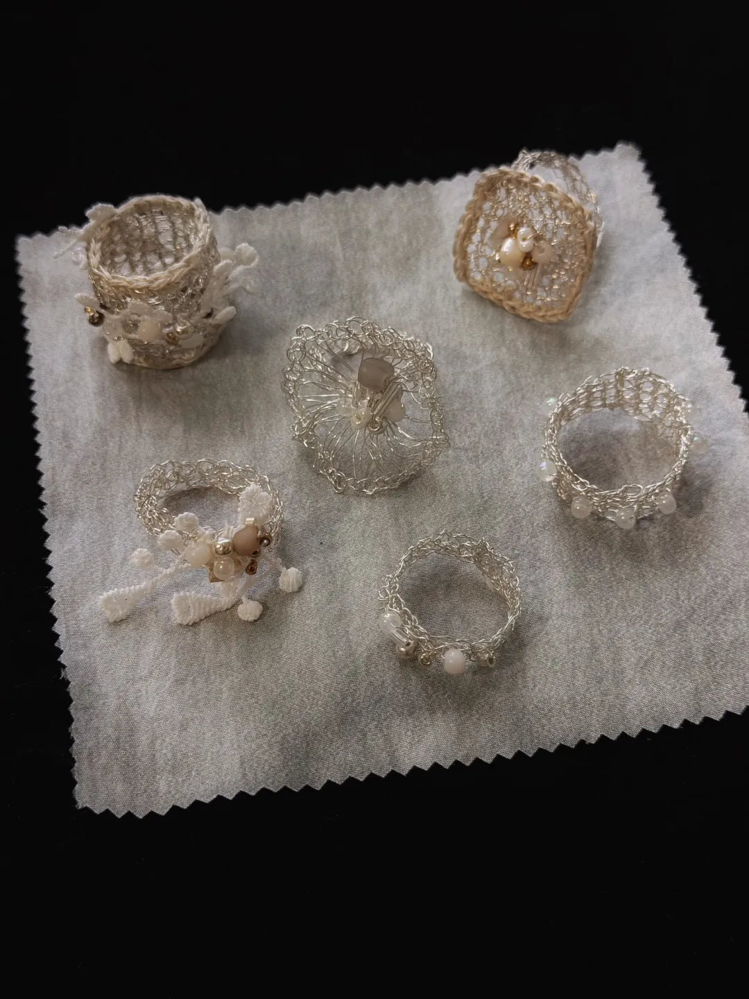 Openwork Silk and Silver Wire Ring | GL10CL - Lumivault