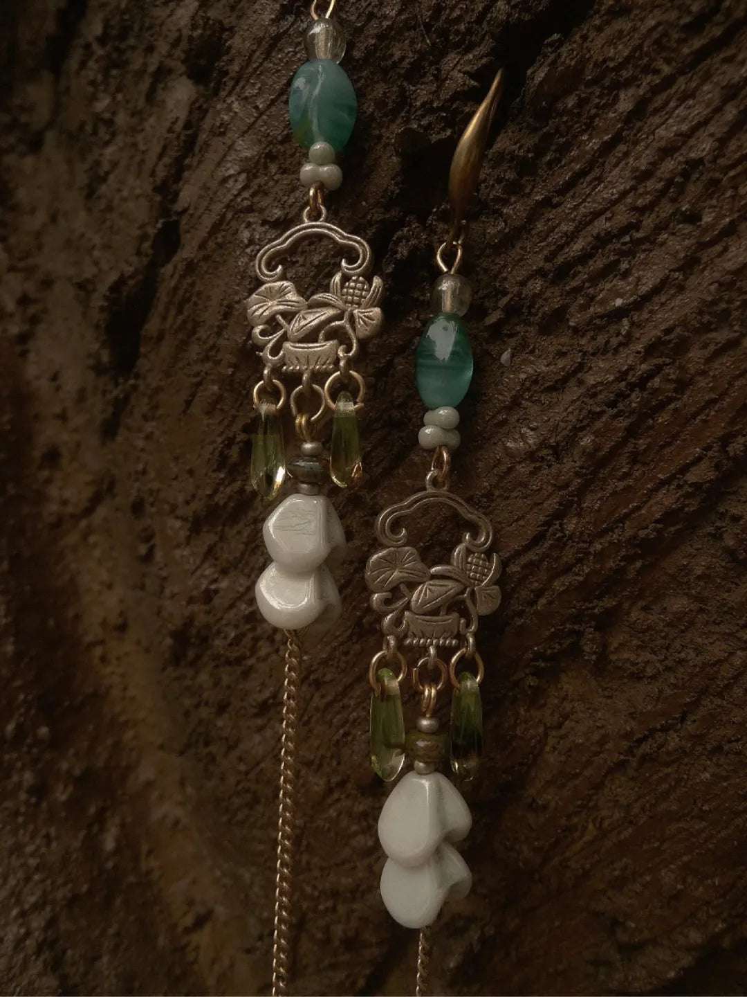 Wind-Lifted Lotus Beaded Ear Cuffs | GL39JE - Lumivault