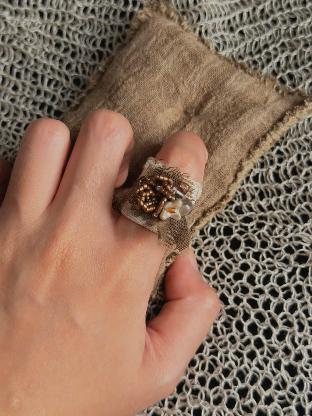 Vintage French Lace Textile Ring No. 5 | GL26JU - Lumivault