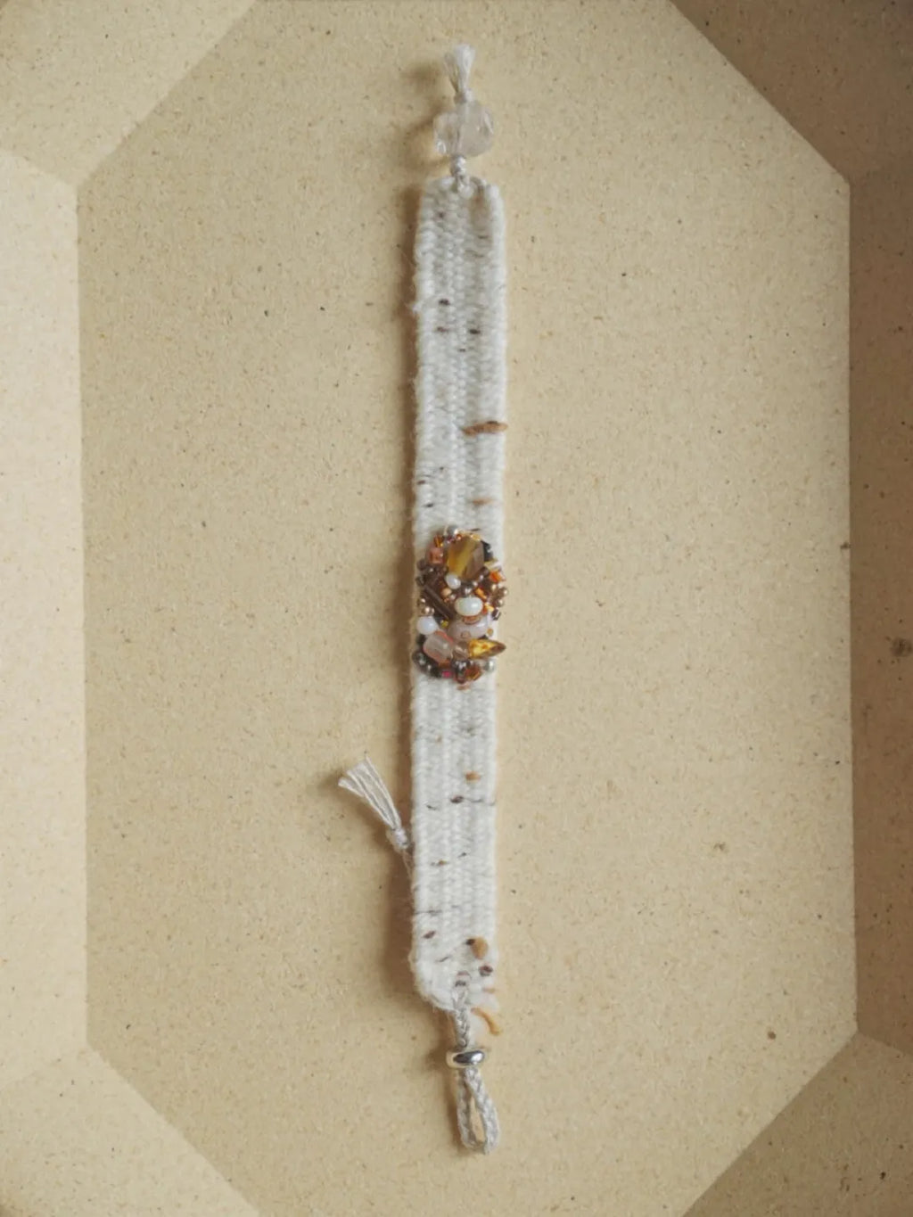 Adjustable White Crystal Woven Fiber Bracelet | GL40IL - Lumivault