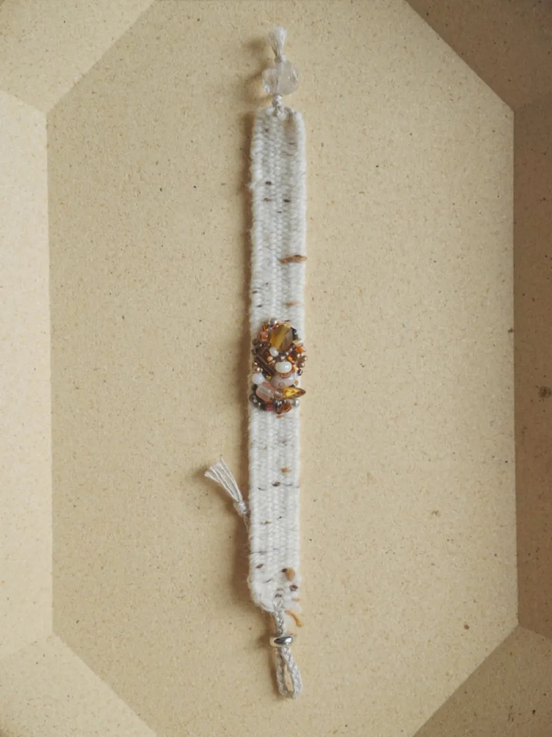 Adjustable White Crystal Woven Fiber Bracelet | GL40IL - Lumivault