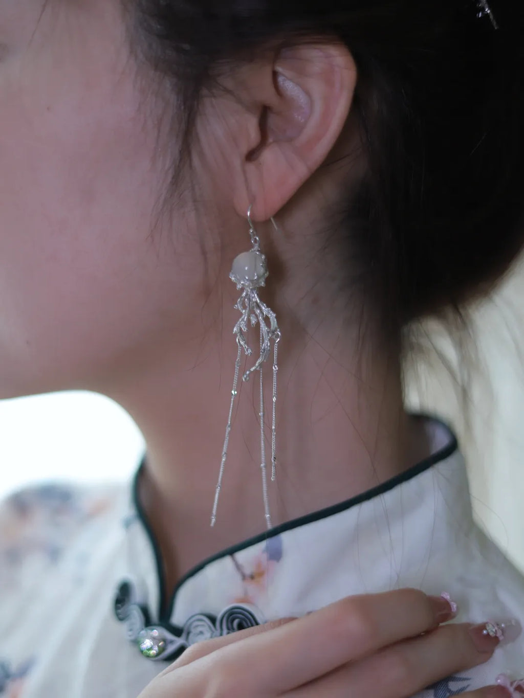 Water Jellyfish Sterling Silver Ear Cuffs | US1019DS
