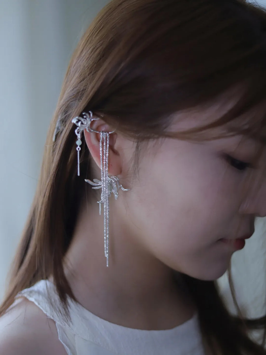 Osmanthus Chrysanthemum Sterling Silver Ear Cuff | US1022AM