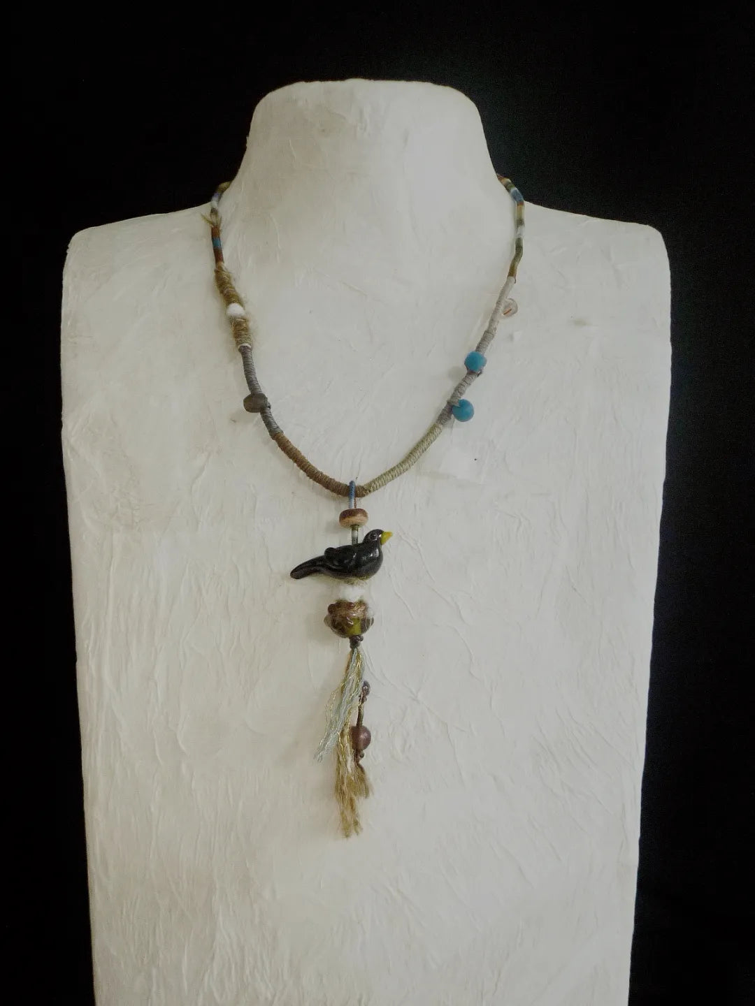 Bird in Vine African Glass Necklace | GL38DQ - Lumivault