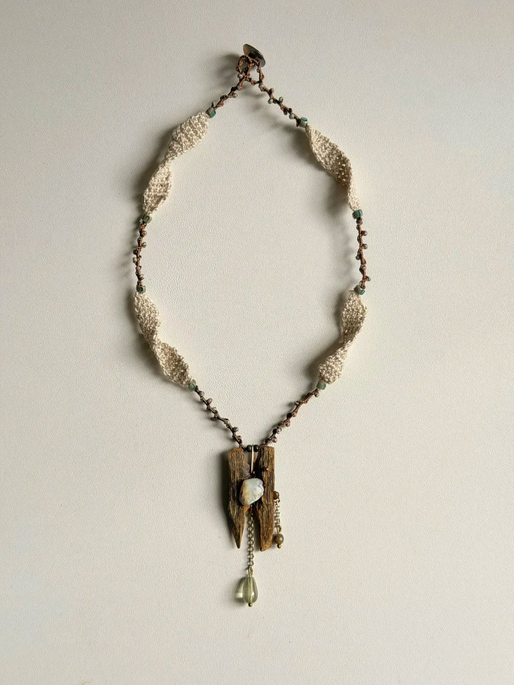 Agarwood and Opal Woven Ramie Necklace | GL41EY - Lumivault