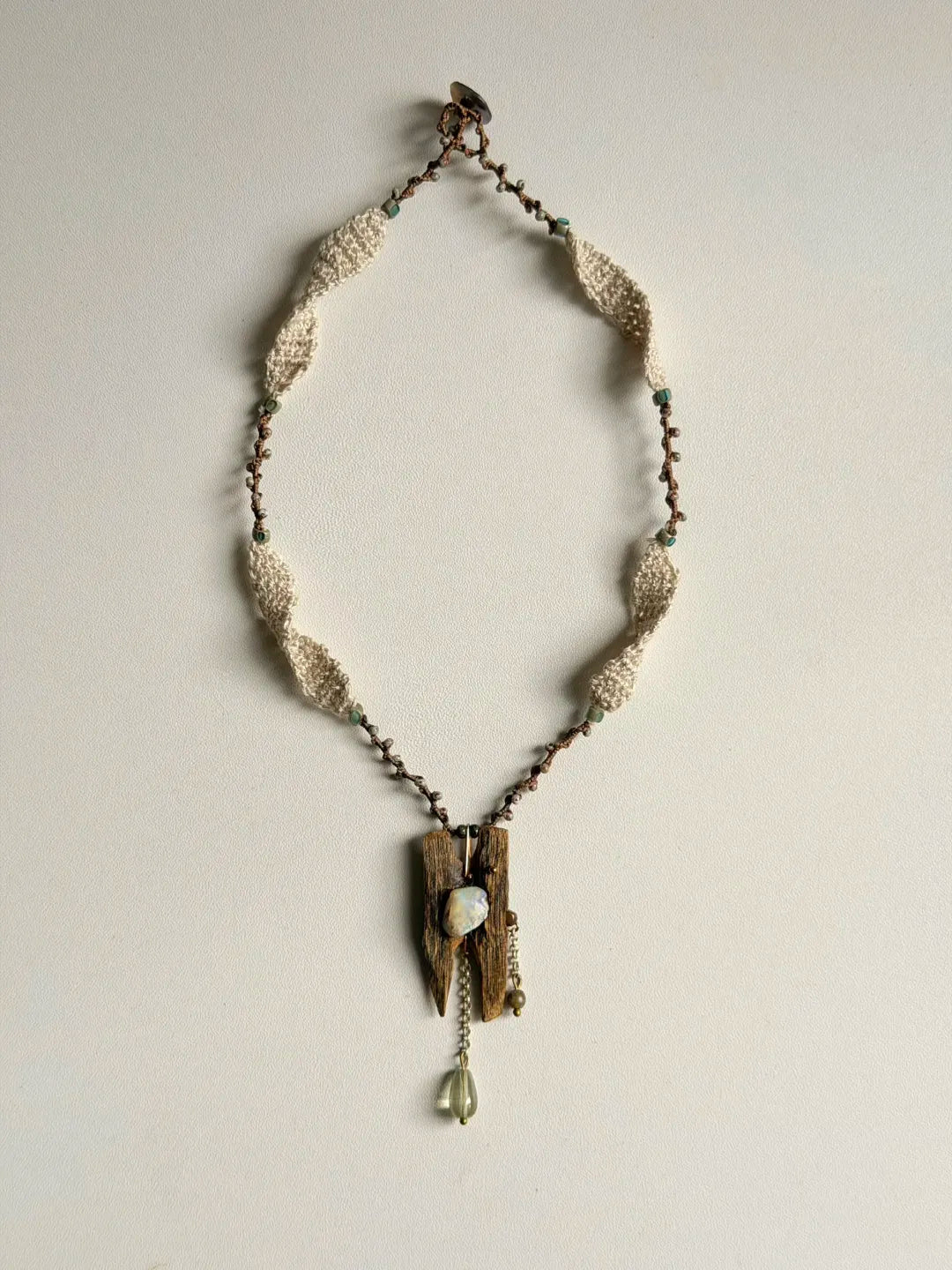Agarwood and Opal Woven Ramie Necklace | GL41EY - Lumivault
