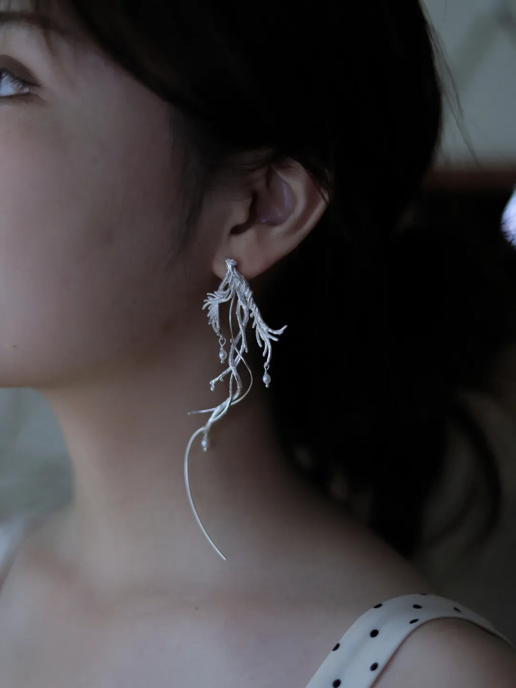 Luan Bird Long Sterling Silver Earrings | US1003IQ