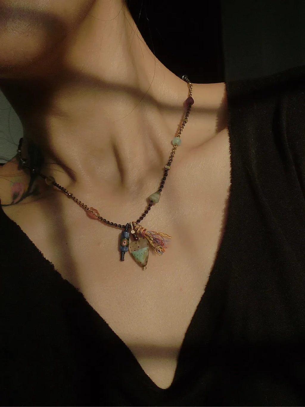 Fallen Star Ancient Bead Glass Necklace | GL44FP - Lumivault