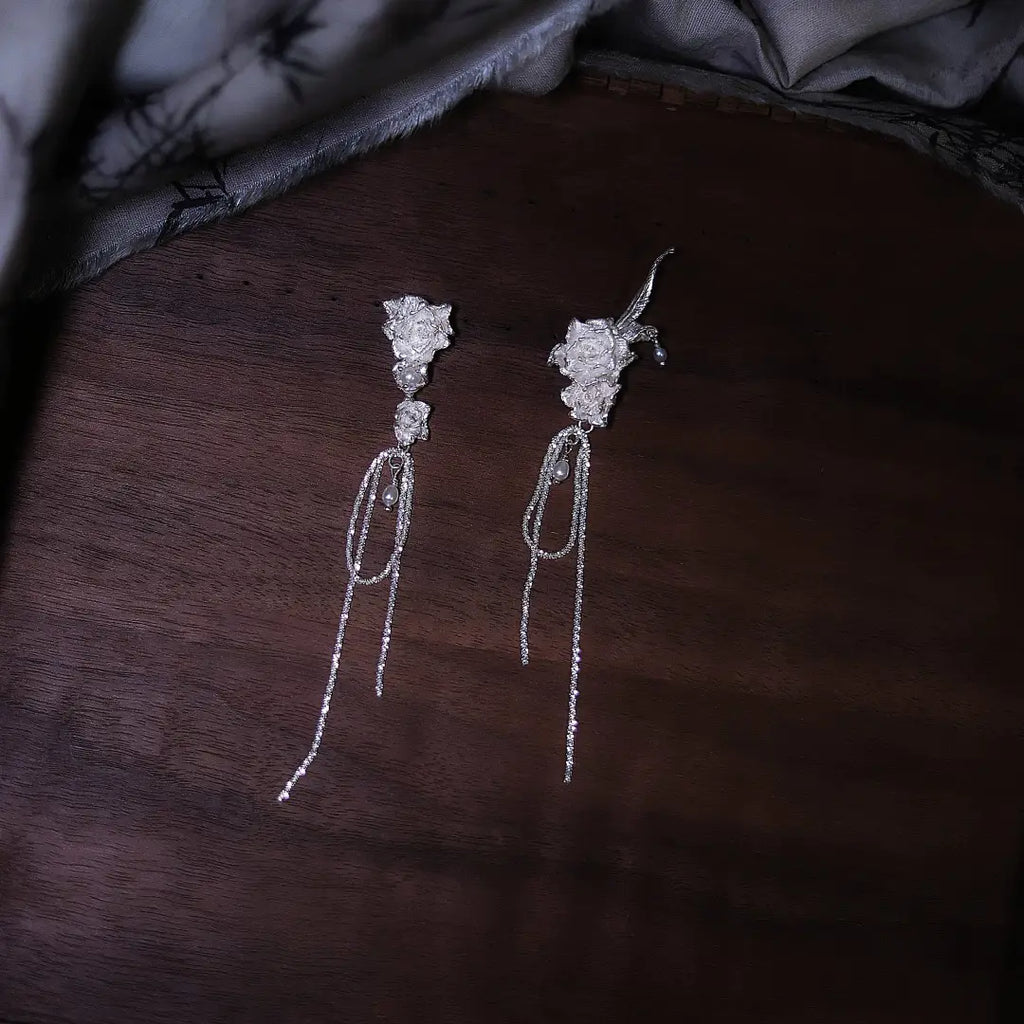 Dancing Rose Sterling Silver Earrings | US1009BX