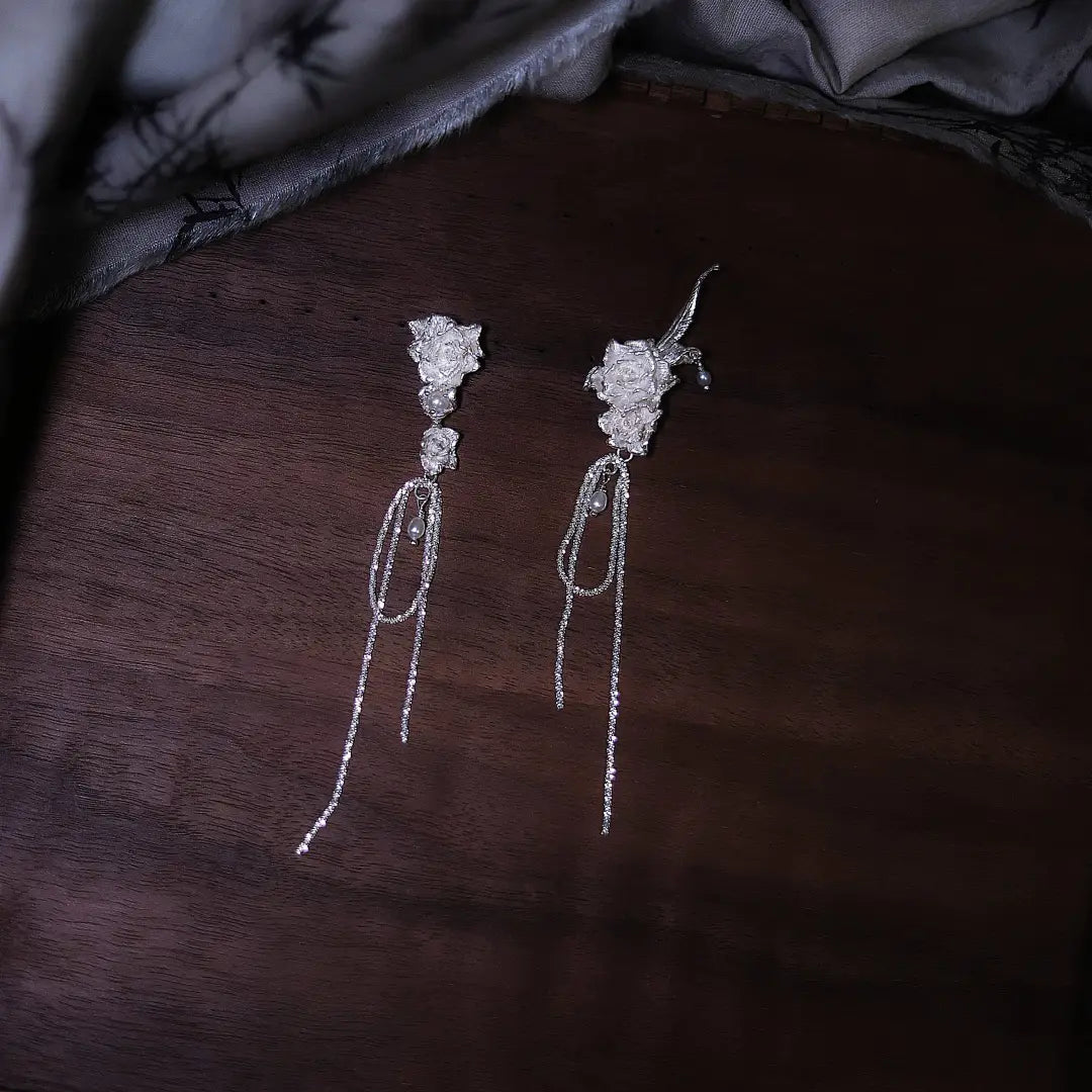 Dancing Rose Sterling Silver Earrings | US1009BX