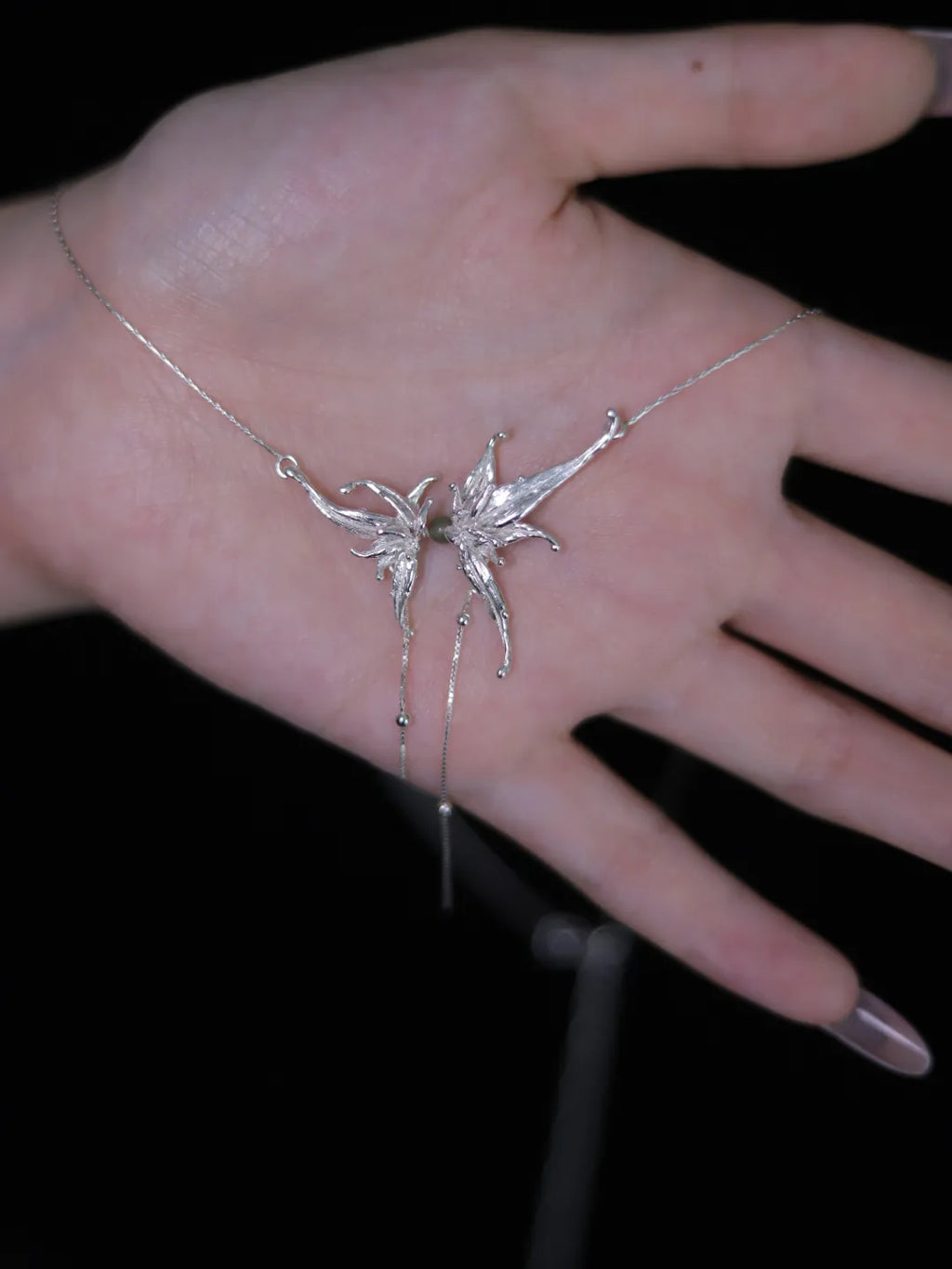 Bamboo Flower Sterling Silver Collarbone Necklace | US1024ZT