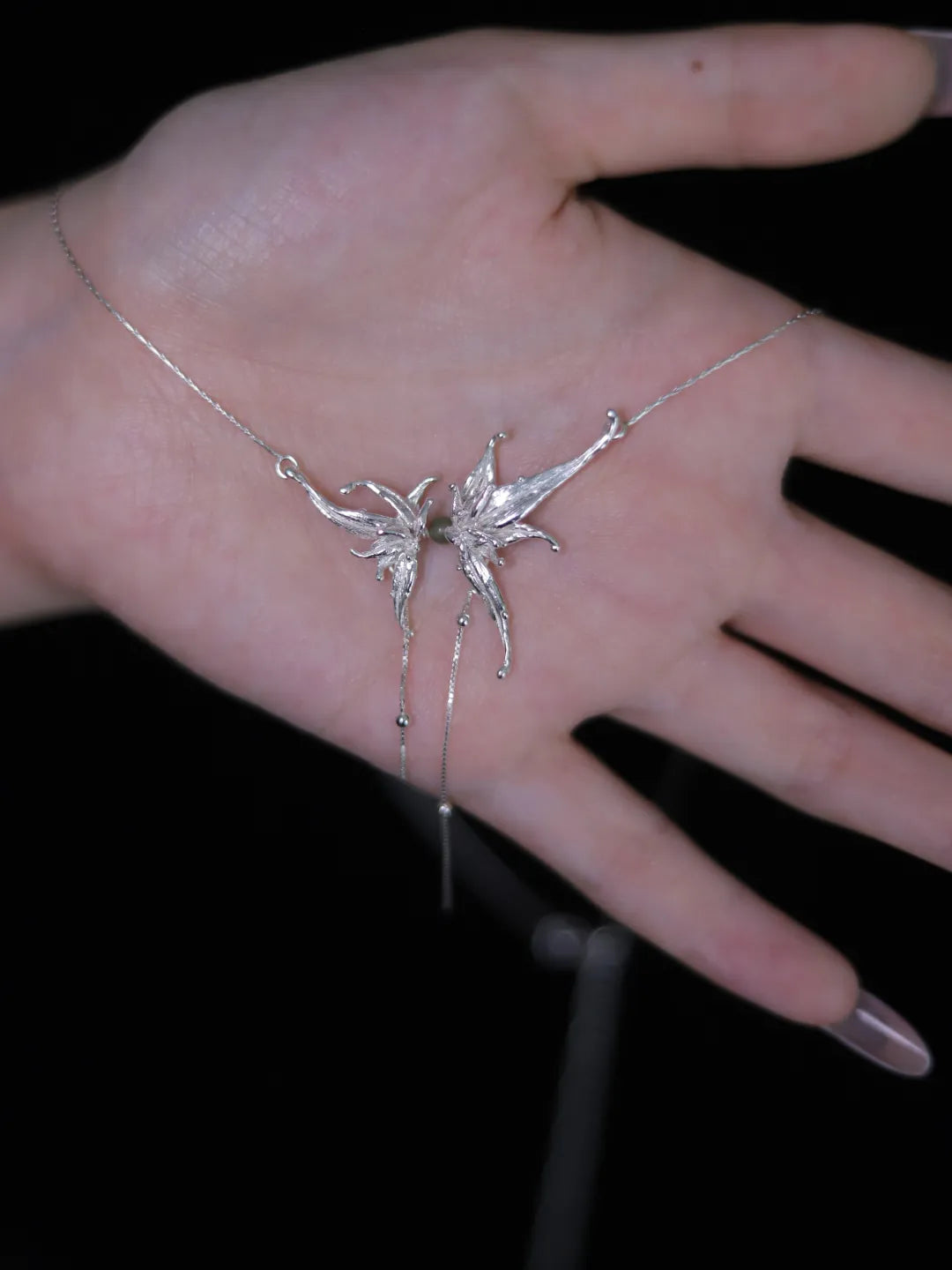 Bamboo Flower Sterling Silver Collarbone Necklace | US1024ZT