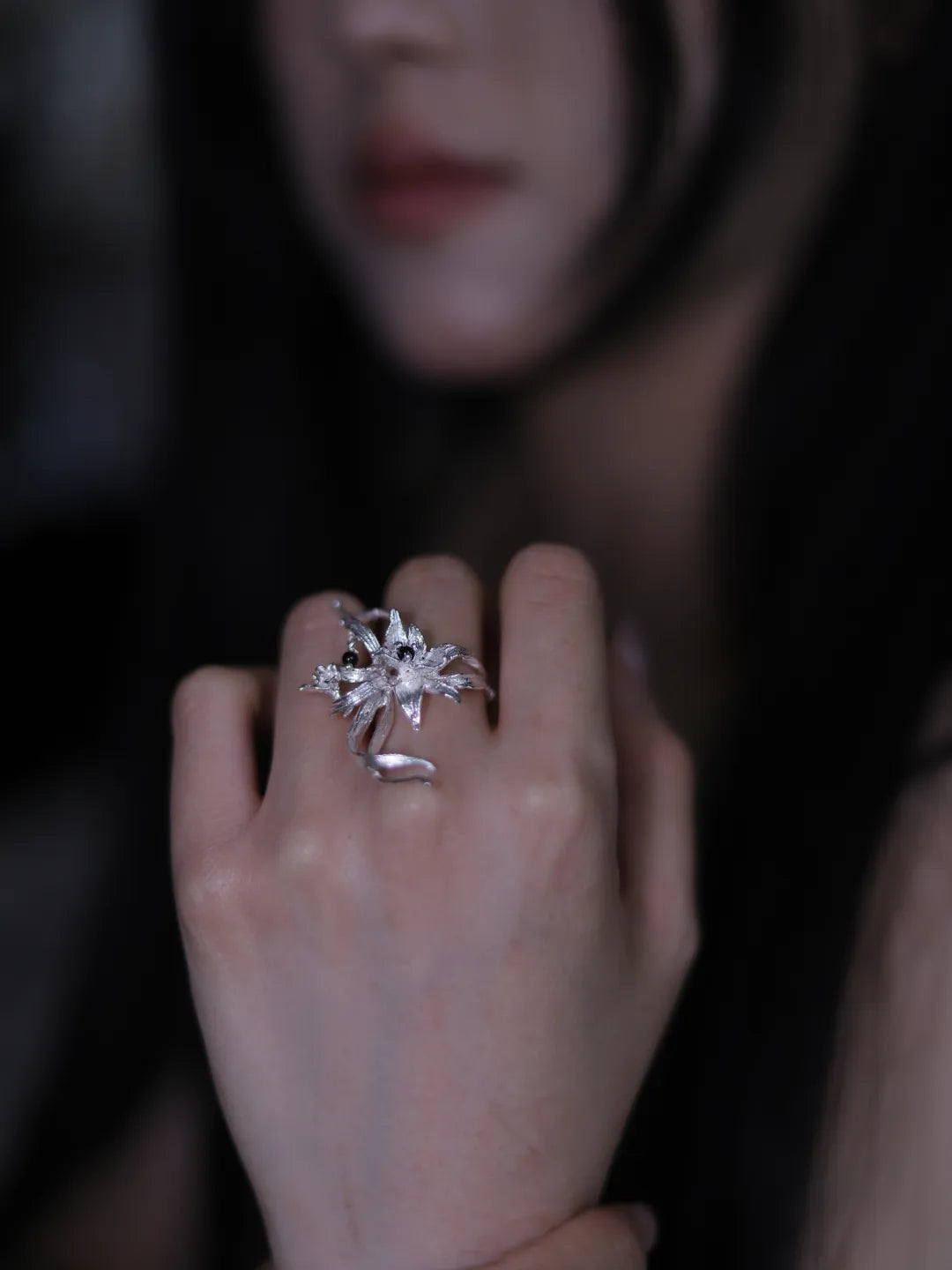 Orchid Branch Sterling Silver Ring | US1001DC