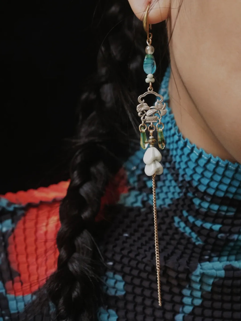 Wind-Lifted Lotus Beaded Ear Cuffs | GL39JE - Lumivault