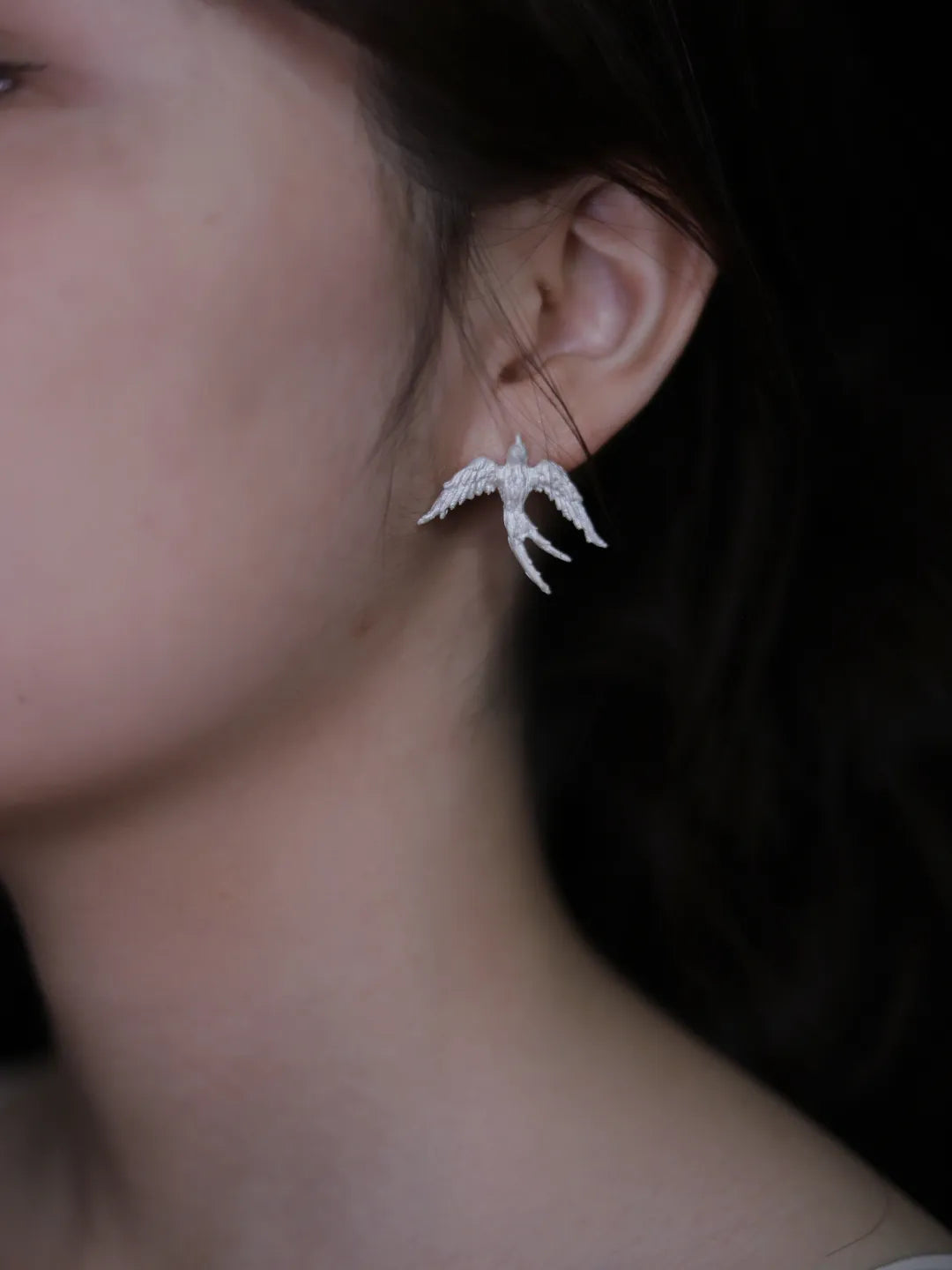 Paired Swallow Tassel Sterling Silver Earrings | US1014DW
