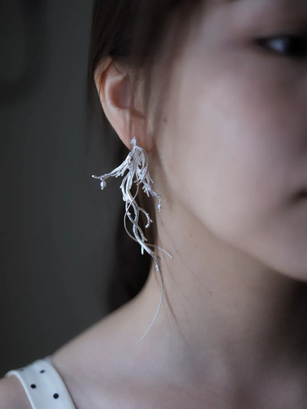 Luan Bird Long Sterling Silver Earrings | US1003IQ