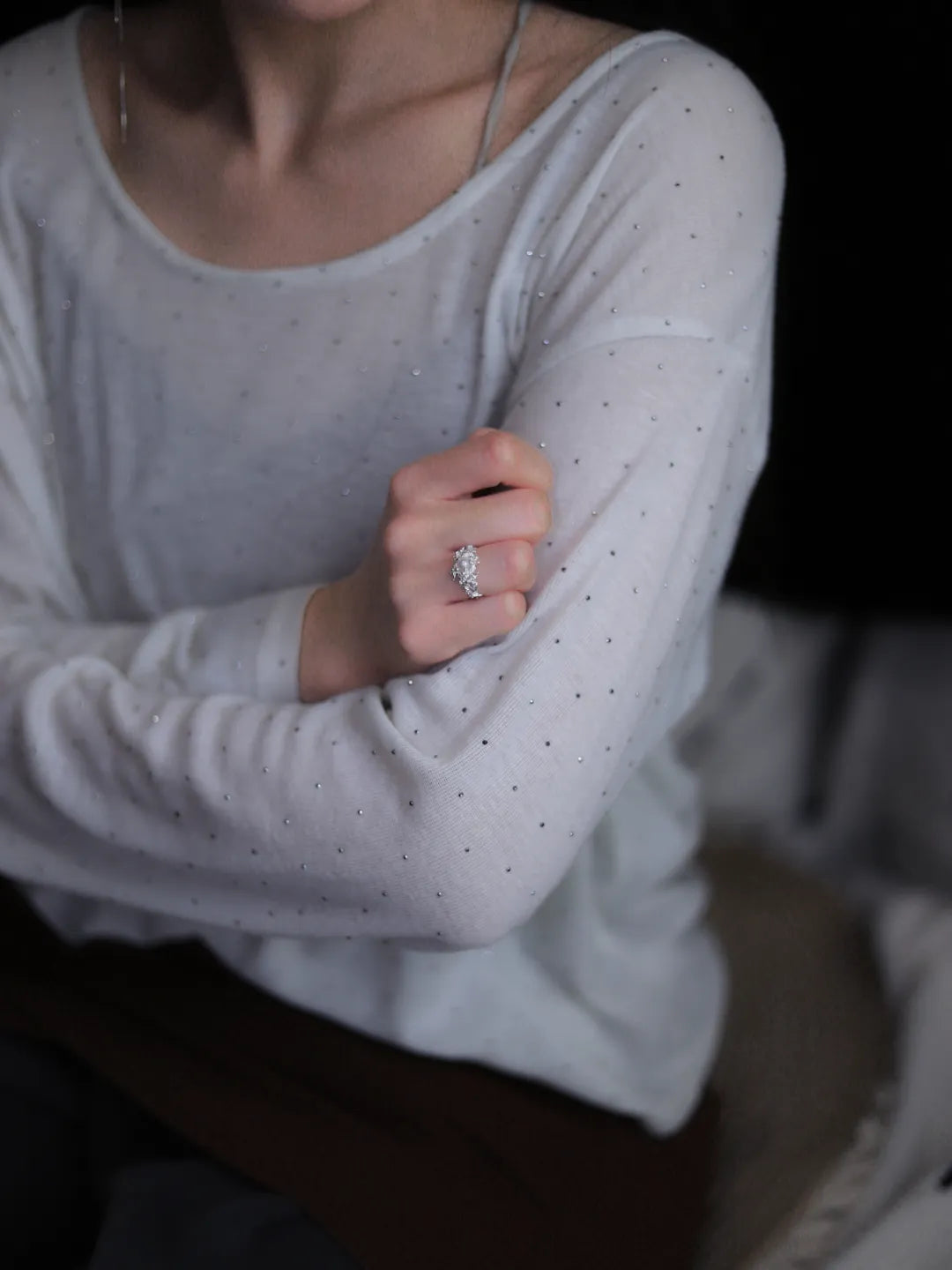 Long Cluster Flower Sterling Silver Ring | US1011DY