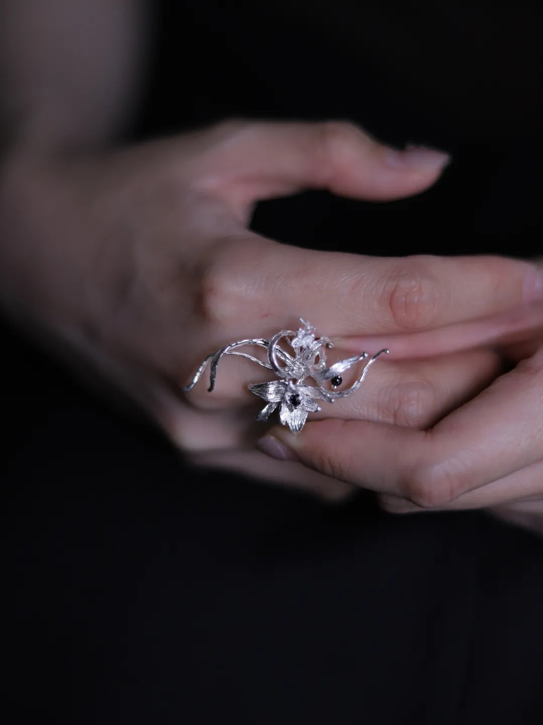 Orchid Branch Sterling Silver Ring | US1001DC