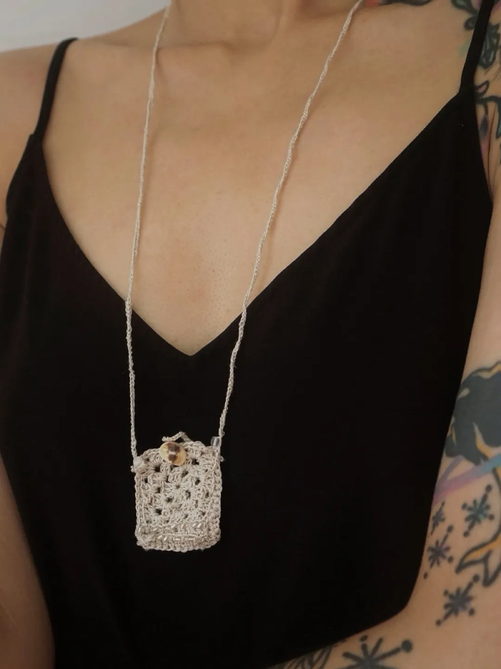 Su Nang Hemp Beaded Pouch Necklace | GL14DT - Lumivault