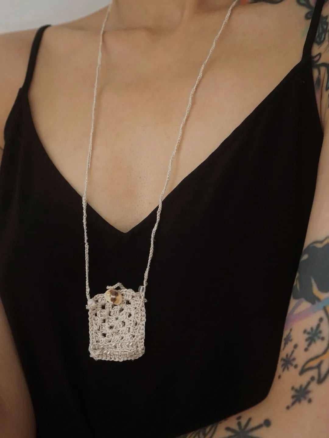 Su Nang Hemp Beaded Pouch Necklace | GL14DT - Lumivault