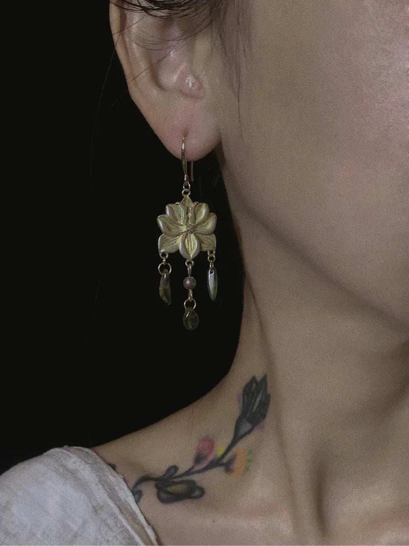 Female Flower Silver-Plated Copper Earrings | GL24JD - Lumivault