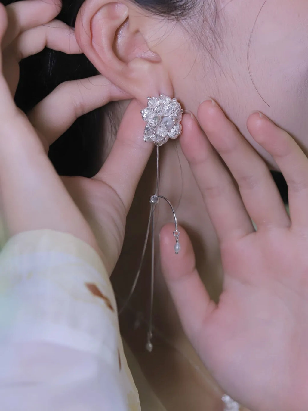 Prosperity Flower Sterling Silver Earrings | US1015EN
