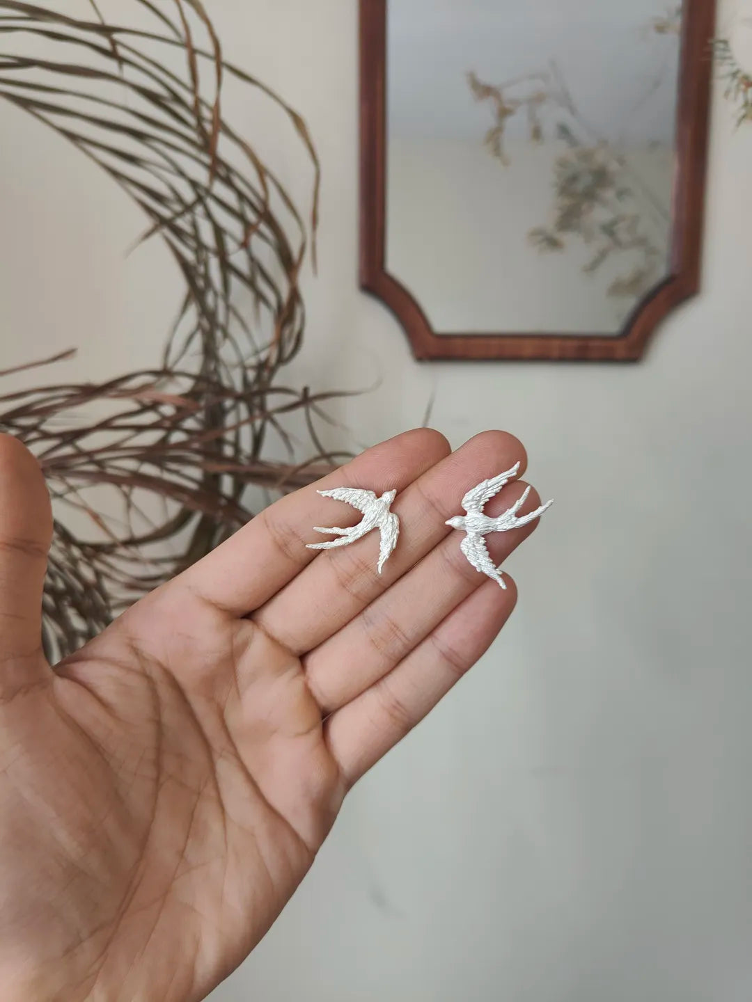Paired Swallow Tassel Sterling Silver Earrings | US1014DW