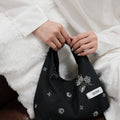 Ash Grey Beaded Hobo Clutch - Lumivault