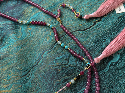 Chinoiserie Luxury Green Metallic Jade Beaded Tassel Silk Bag - Lumivault