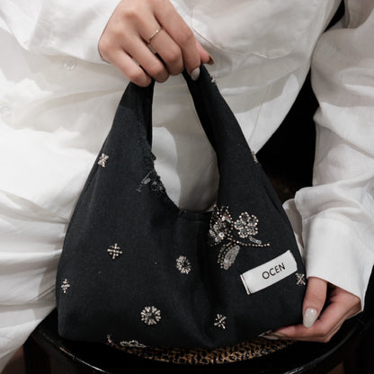 Ash Grey Beaded Hobo Clutch - Lumivault