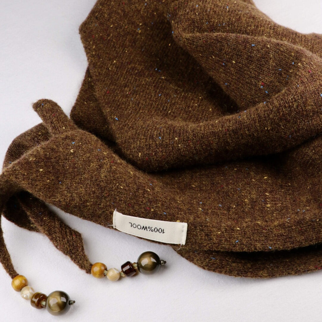Woven Warmth Hand‑Knitted Wool Triangle Scarf,Lumivault.