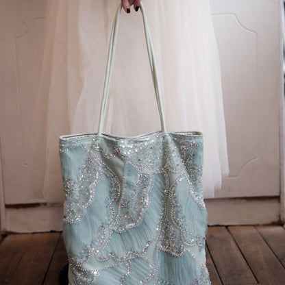 Seafoam Wave Beaded Shoulder Bag - Lumivault