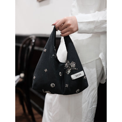 Ash Grey Beaded Hobo Clutch - Lumivault