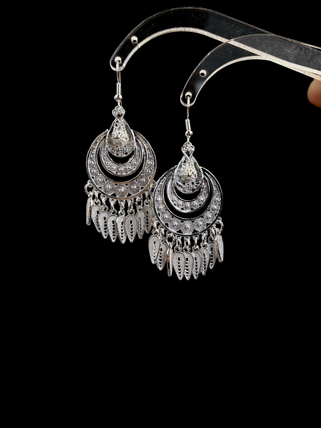 Triple Hoop Leaf Earrings