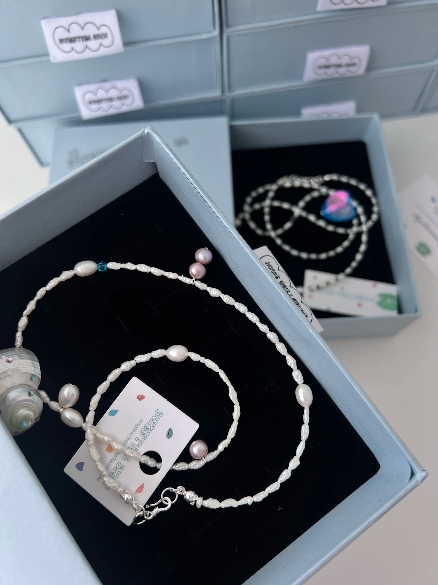 Handmade Freshwater Keshi Pearl Conch Necklace,Lumivault.