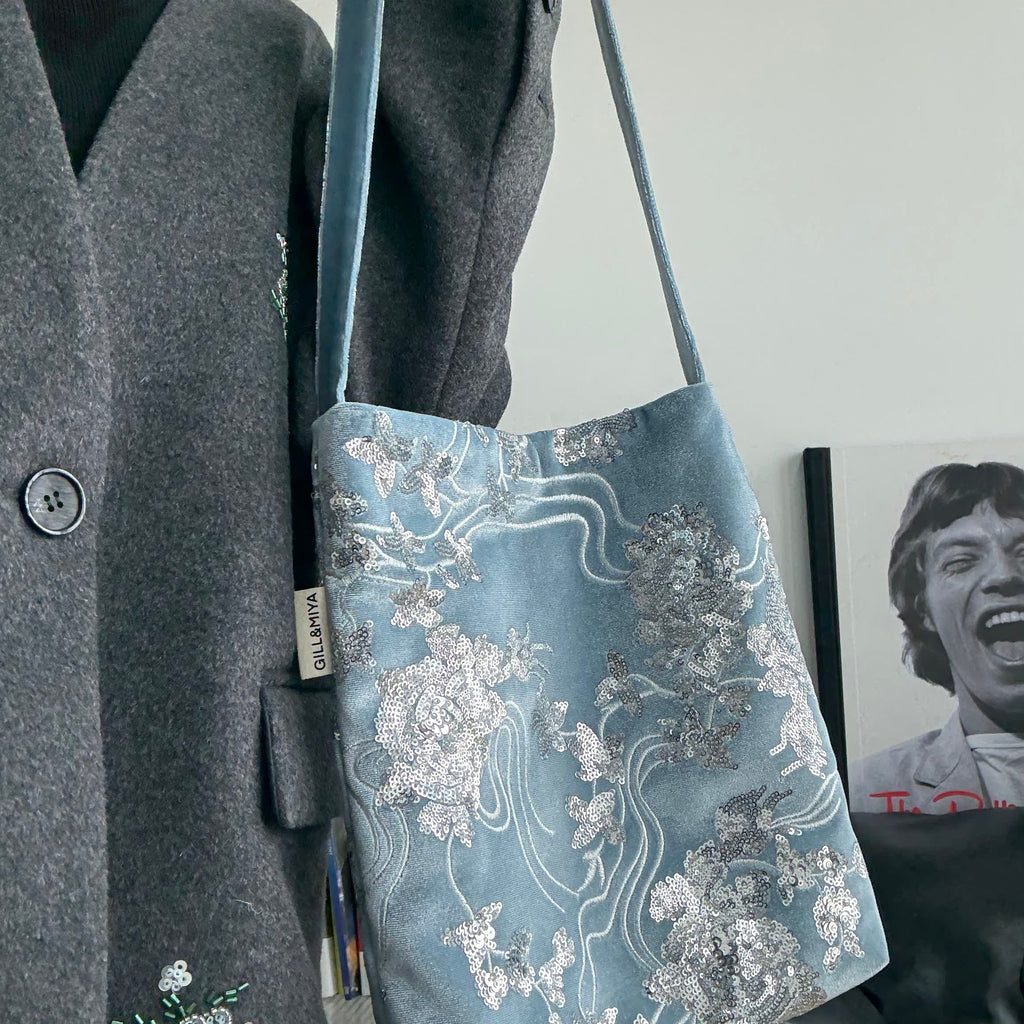 Elegant Sequin Velvet Floral Bag - Lumivault