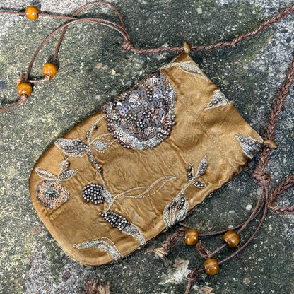 Artistic Embroidered Silk Crossbody Bag - Lumivault