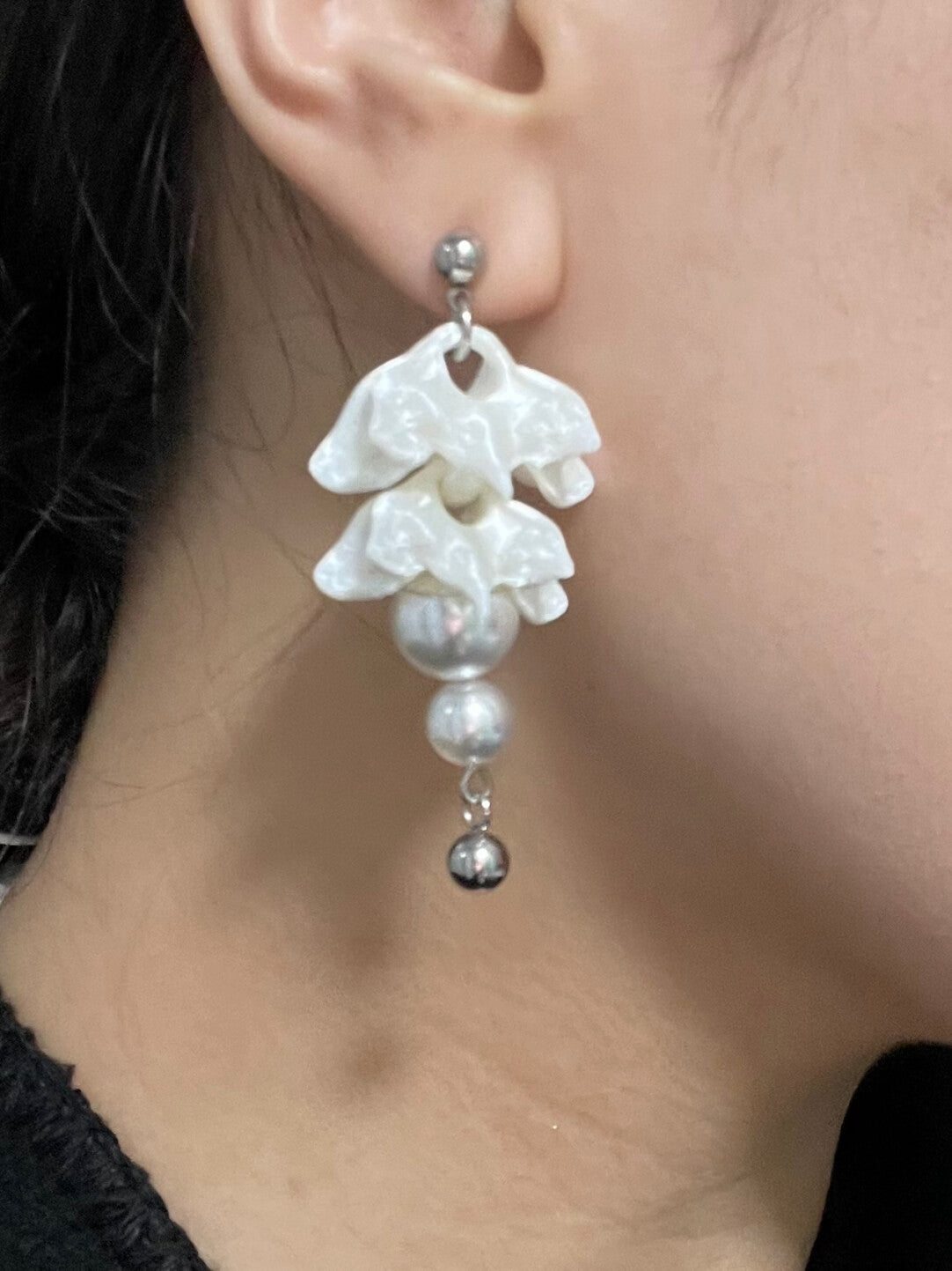 Bone flower Bead Earrings,Lumivault.