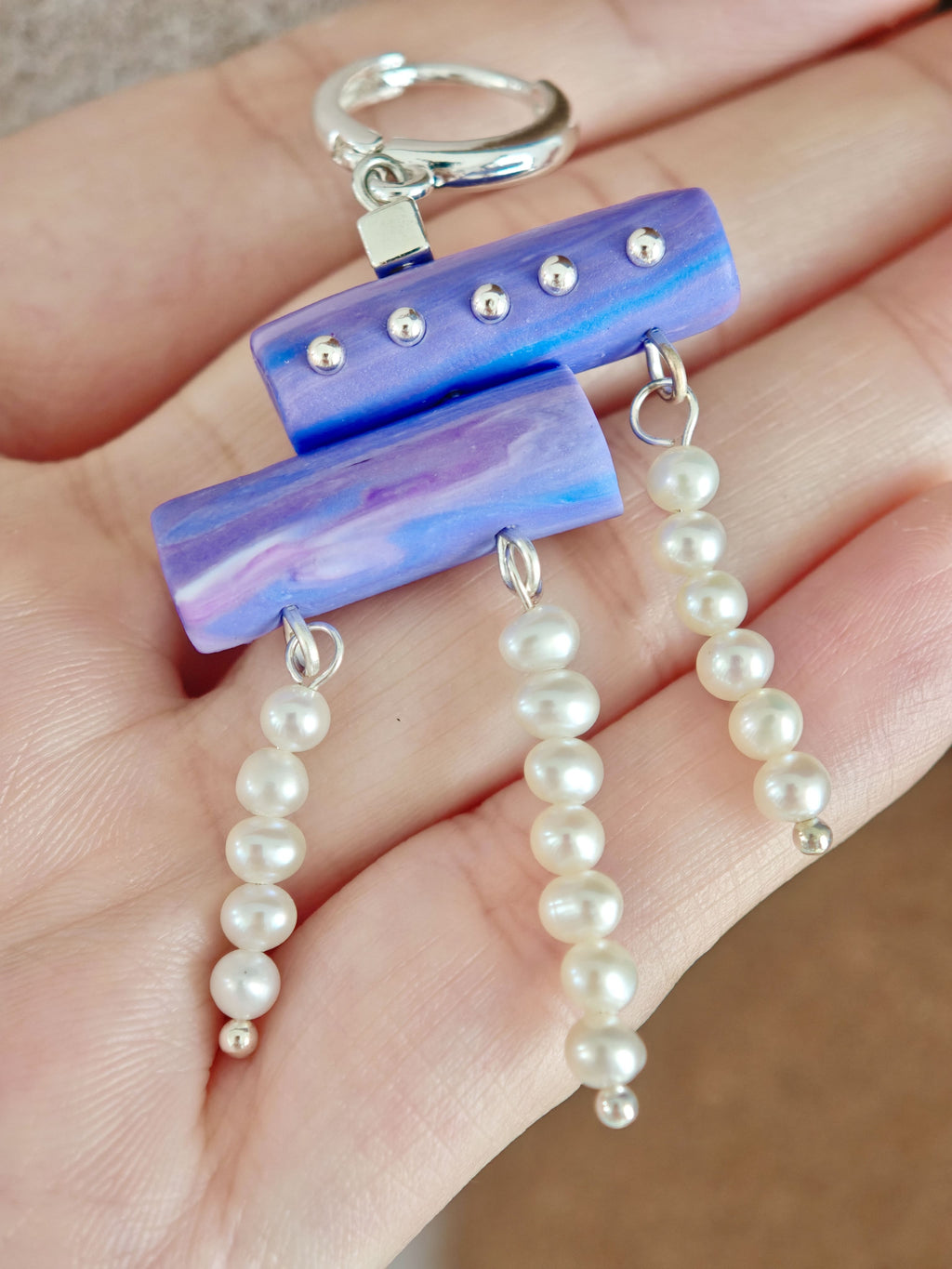 Purple Pearl Tassel Earrings,Lumivault.