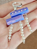 Purple Pearl Tassel Earrings,Lumivault.
