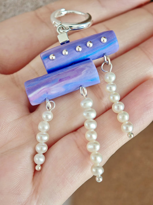 Purple Pearl Tassel Earrings