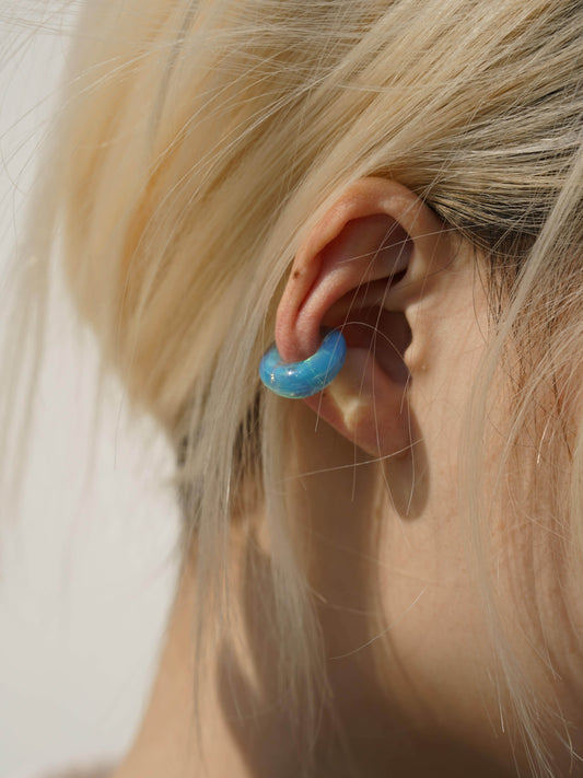 Blue Boat Glass Ear Cuff