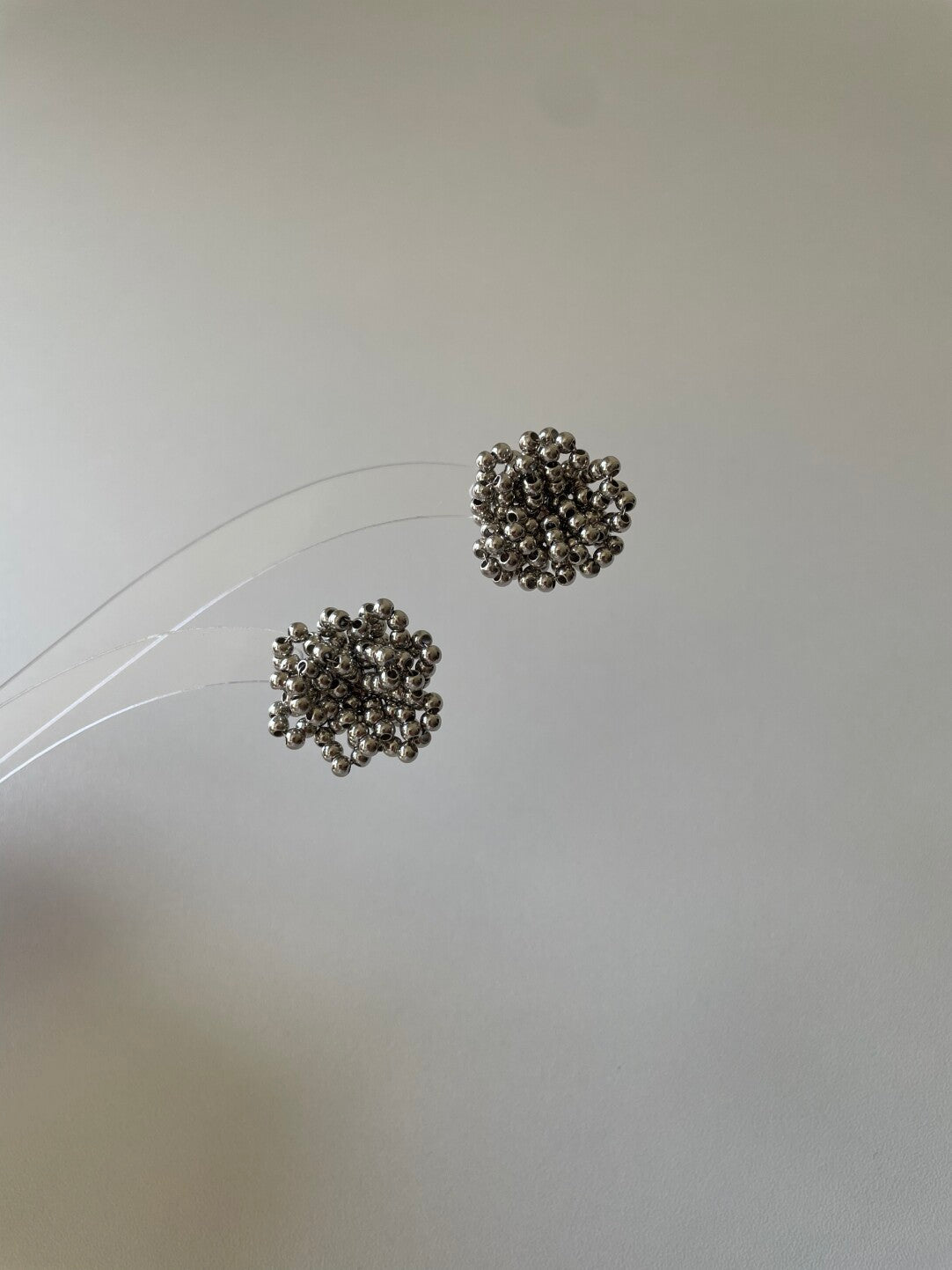 Silver Flower Beaded Earrings