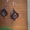 Calla Lily Leather Shadow Puppet Earrings,A Pair / Dark Purple,Lumivault.