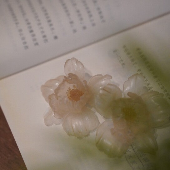 Leather Sculpture Peony Flower Earrings