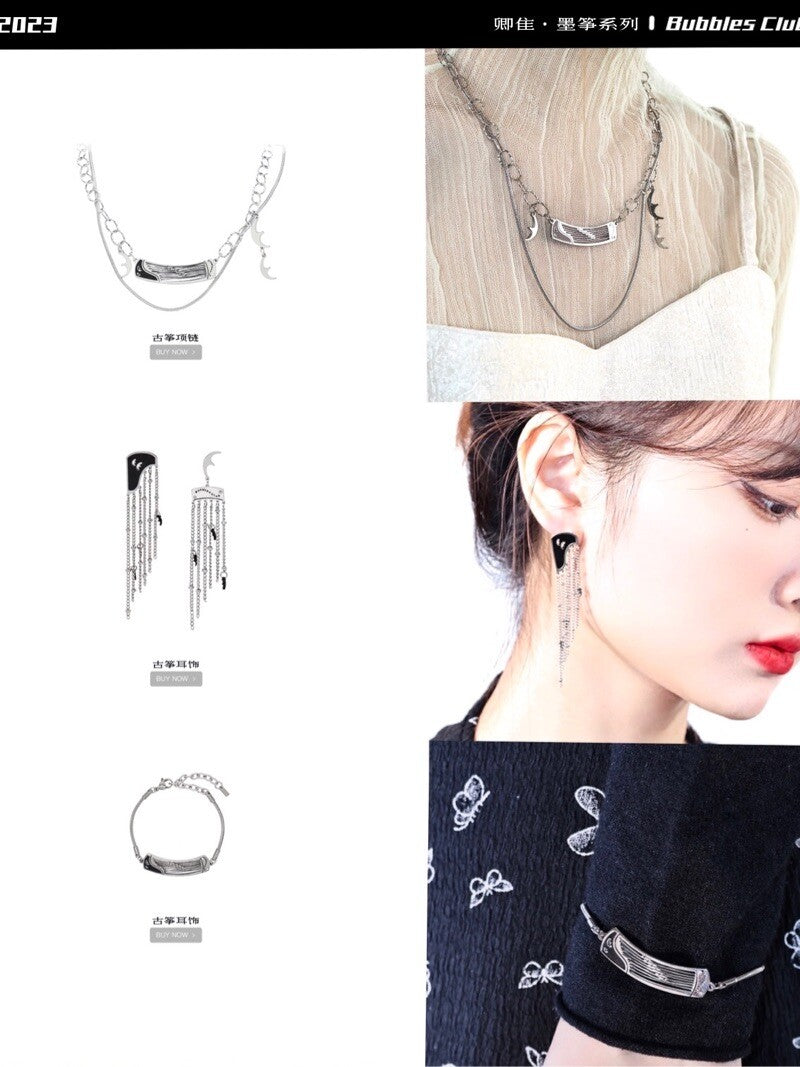 Chinese Zither Earrings,Three Piece Sets,Lumivault.