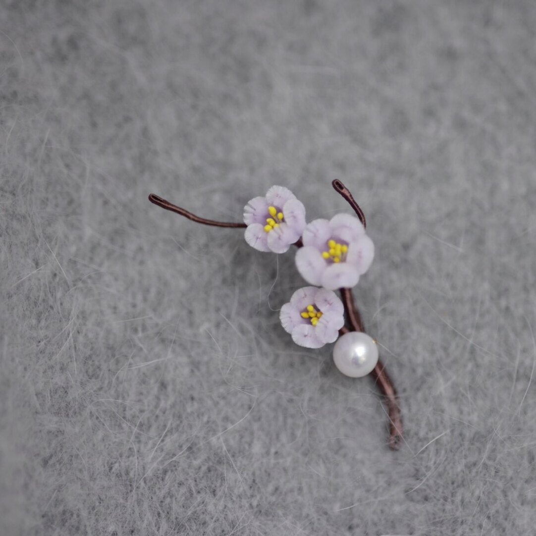 Mini Plum Blossom Velvet Brooch